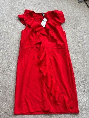 Spense Red Ruffle-Front Mini Dress